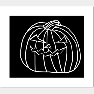 White Line Big Halloween Horror Pumpkin Posters and Art